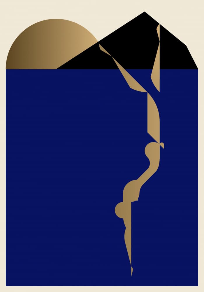 Golden Diver's Plunge by Studio Soleil — canvas wall art