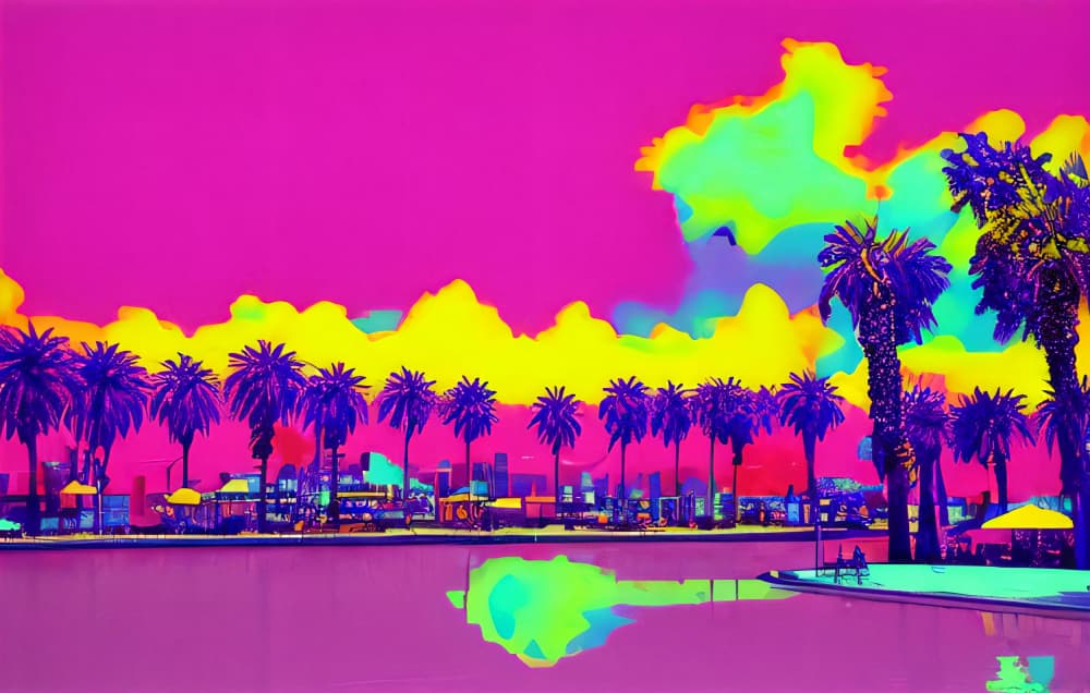 Neon Palm Cityscape by Cicero Spin — canvas wall art