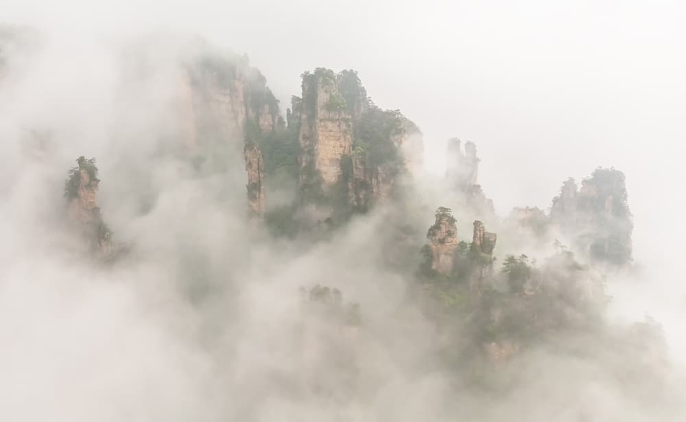 Misty Mountain Peaks by David Hua — canvas wall art