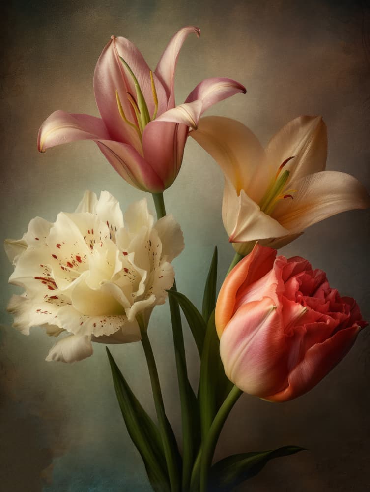 Elegant Bloom Bouquet by Bilge Paksoylu — canvas wall art