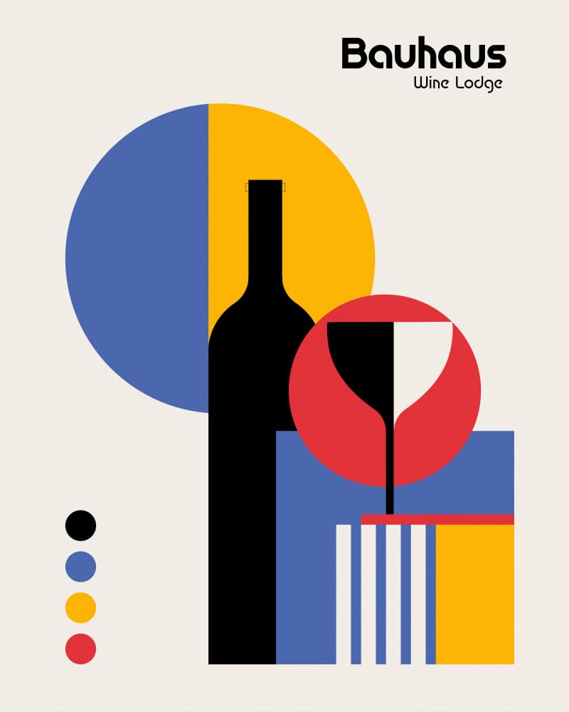 Bauhaus Wine Still Life by Retrodrome — canvas wall art
