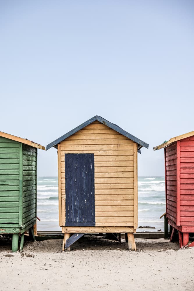 Colorful Beach Huts by Shot by Clint — canvas wall art