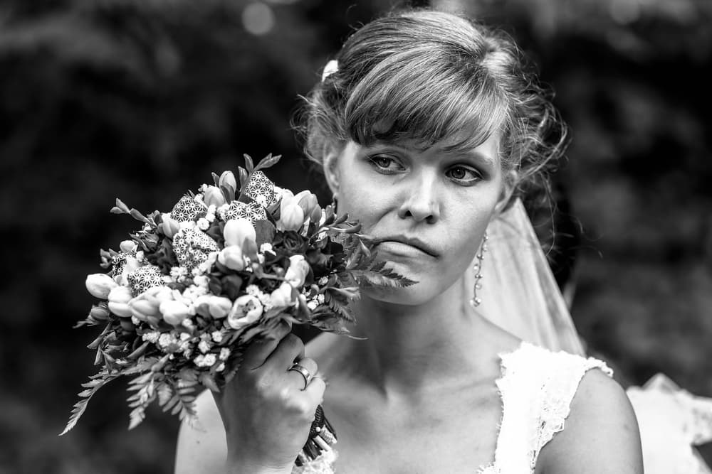 Pensive Bride With Bouquet by Mark Kling — canvas wall art