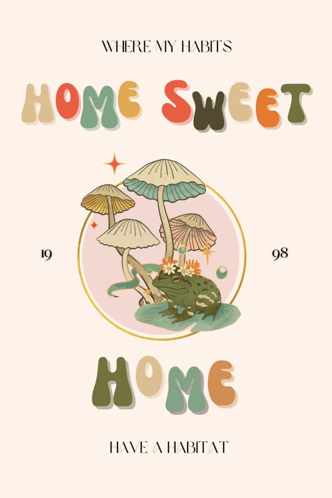 Sweet Home Mushroom Frog by Nazma Khokhar — canvas wall art