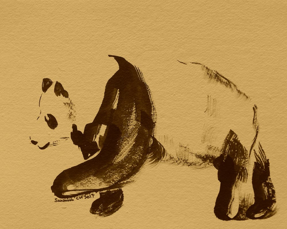 Sweet Panda Stroll by Santhosh ch — canvas wall art