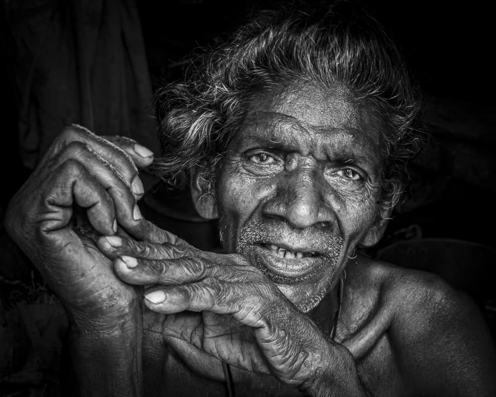 Elder's Gritty Gaze by Elena Molina — canvas wall art