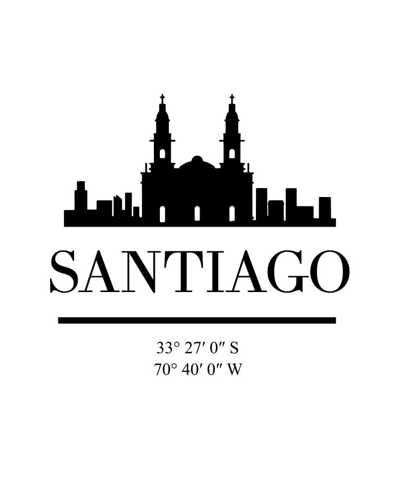 Santiago City Silhouette by Emiliano Deificus — canvas wall art