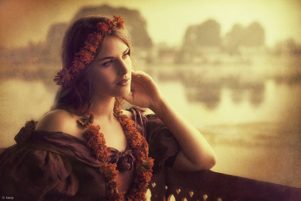 Romantic Floral Portrait by kenp — canvas wall art