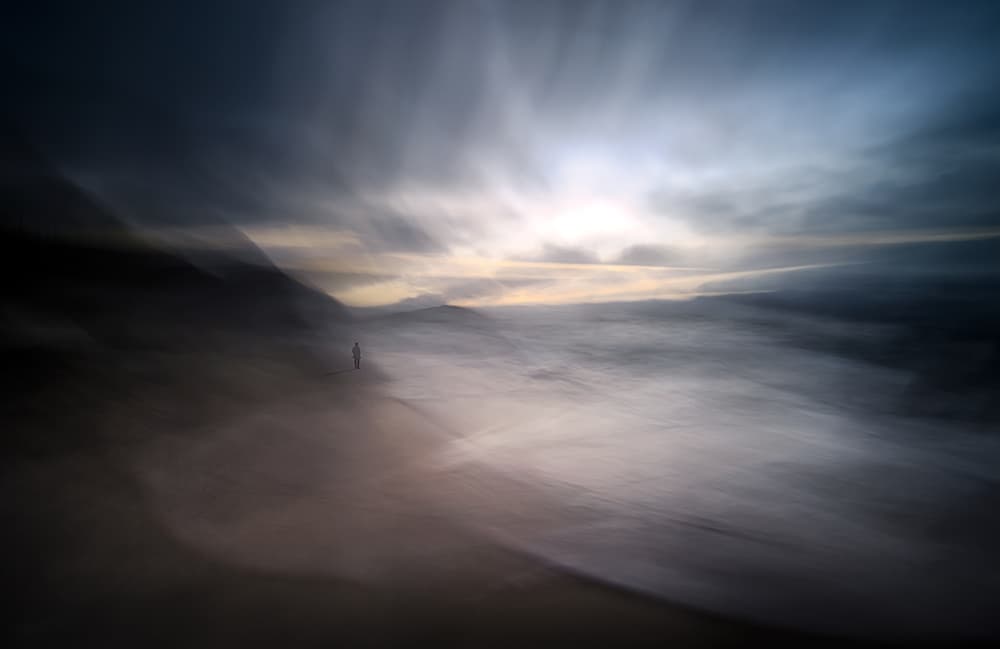 Solitary Figure Misty Shore by Santiago Pascual Buye — canvas wall art