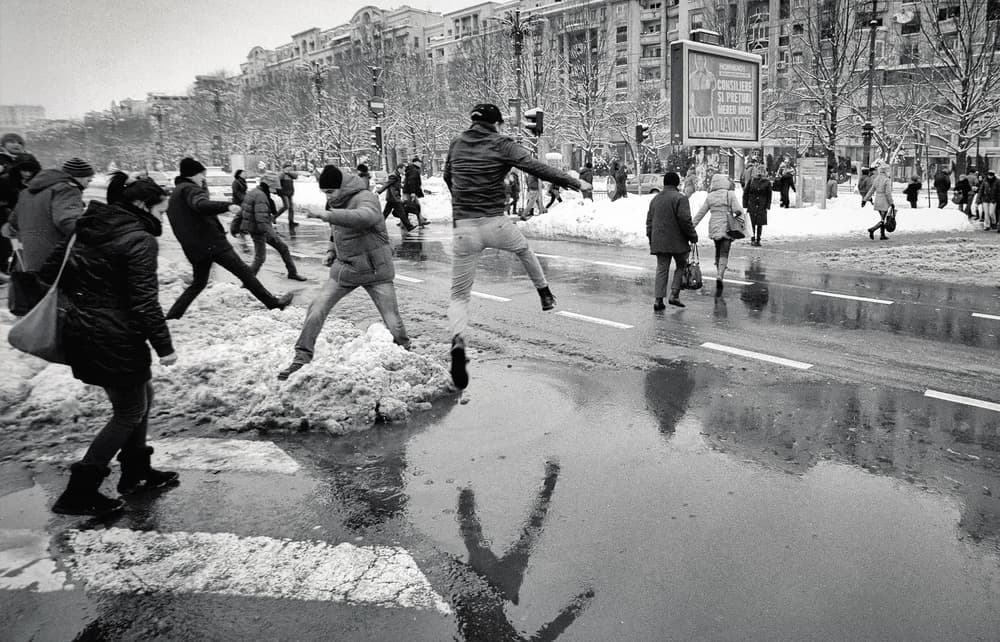 Winter Street Jump by Vlad Eftenie — canvas wall art