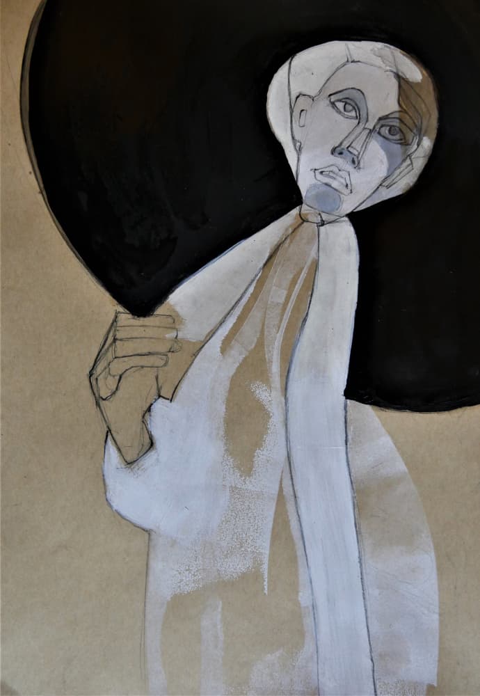 Elegant Woman Black Hat by Doris Schmitz — canvas wall art