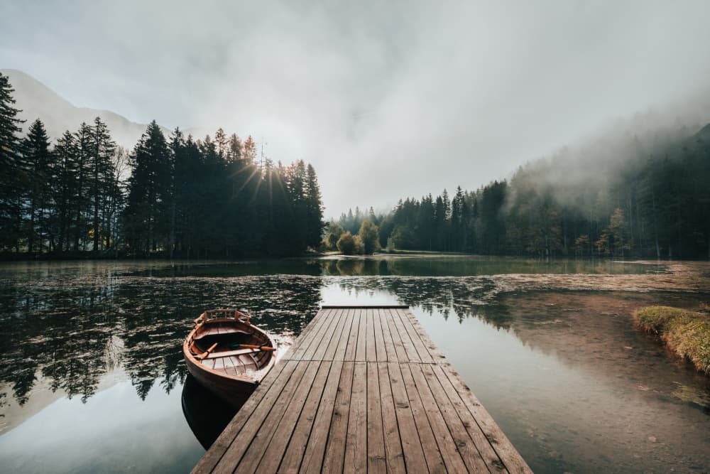 Tranquil Lake Dock by Jakob Remar — canvas wall art