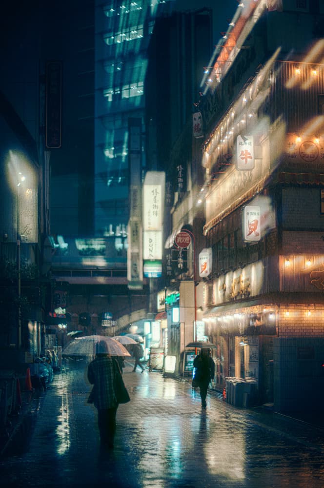Rainy Tokyo Street by Yuzo Fujii — canvas wall art