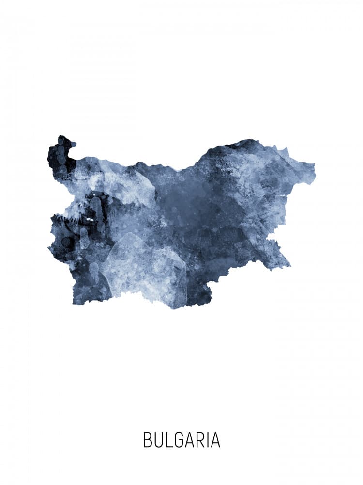 Bulgaria Watercolor Map by Michael Tompsett — canvas wall art