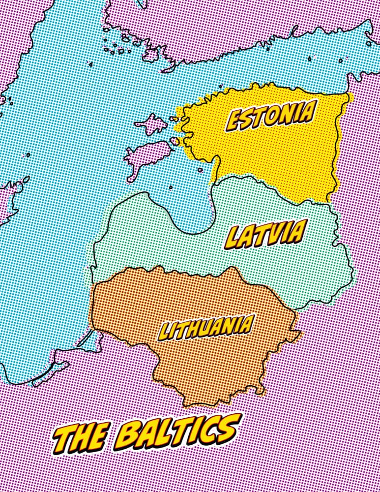 Pop Art Baltics Map by Nicholas — canvas wall art