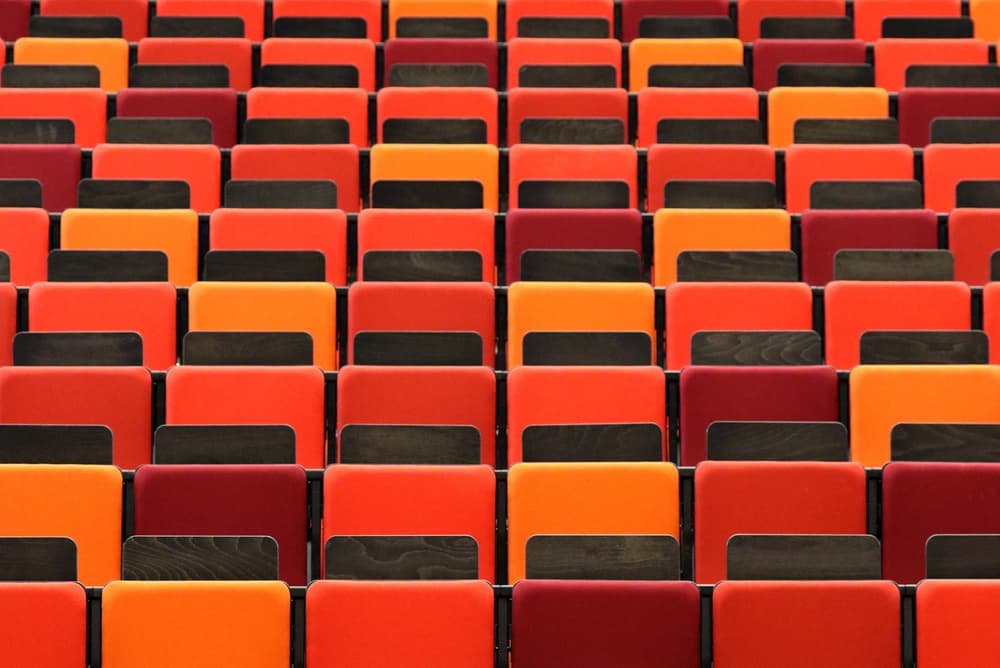 Colorful Auditorium Seats by Hans-Wolfgang Hawerkamp — canvas wall art