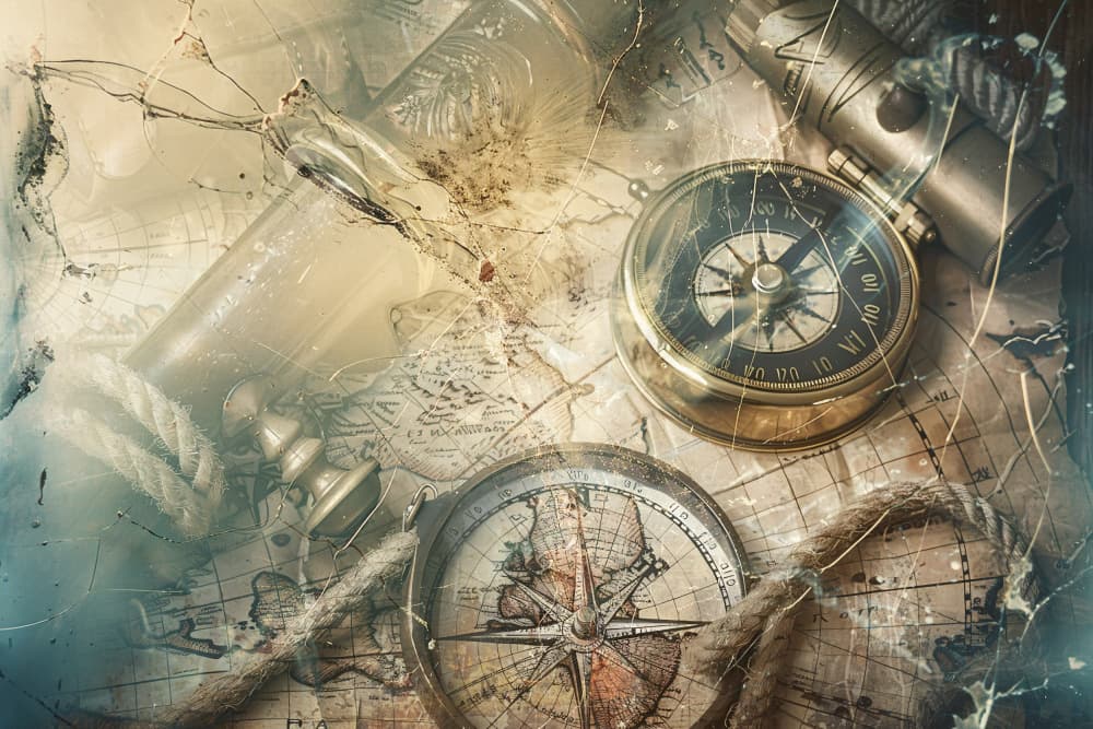 Vintage Map Compasses by Rafal Kulik — canvas wall art