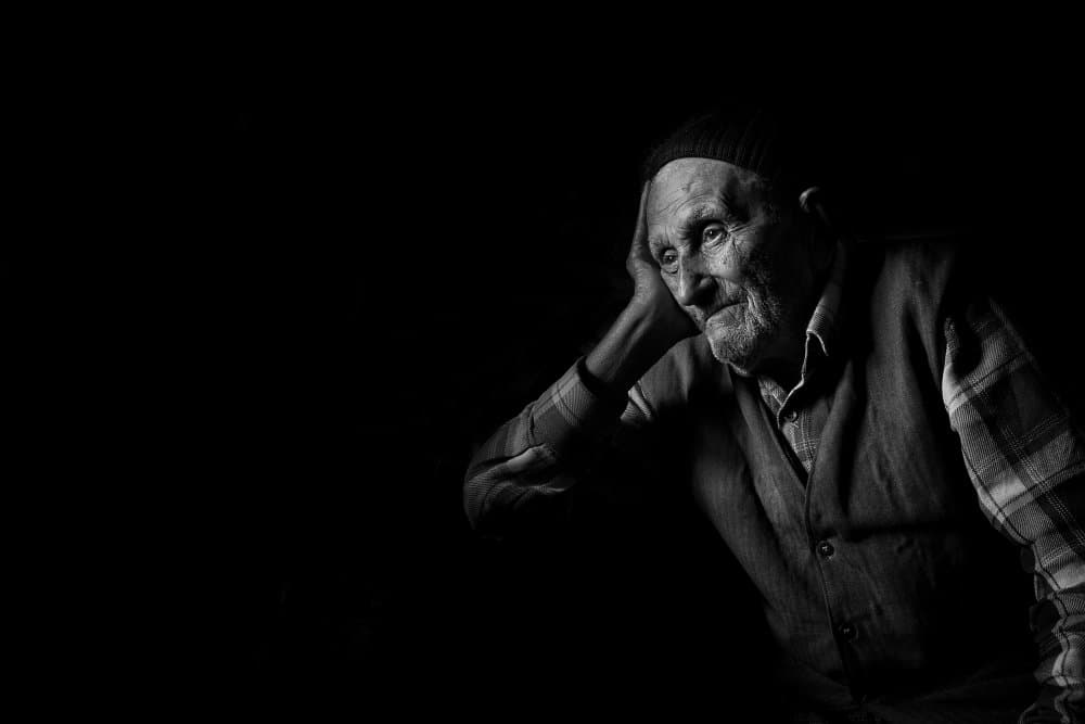 Pensive Elderly Man by durmusceylan — canvas wall art