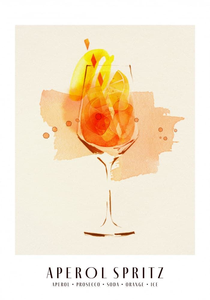 Vibrant Aperol Spritz by Ekaterina Koroleva — canvas wall art