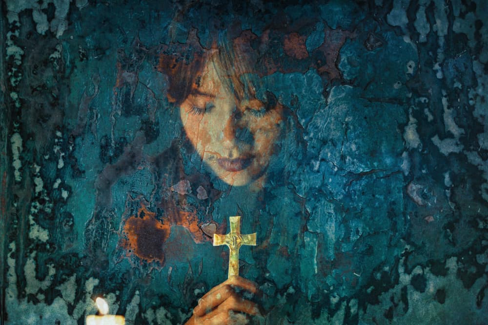 Quiet Devotion With Cross by Yasutaka Sameshima — canvas wall art