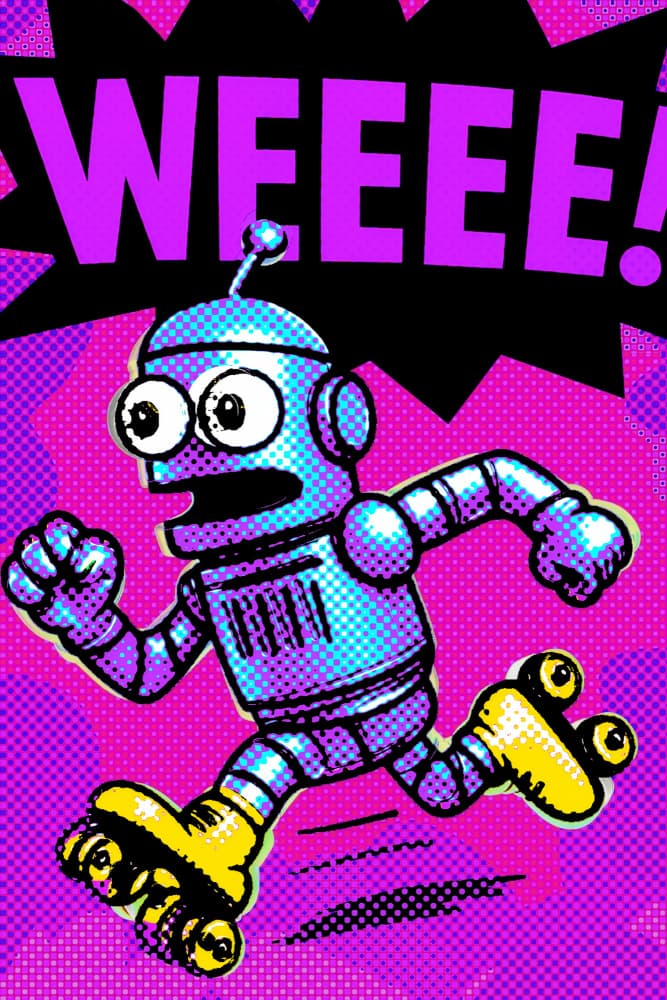 Pop Art Roller Robot by ERM — canvas wall art