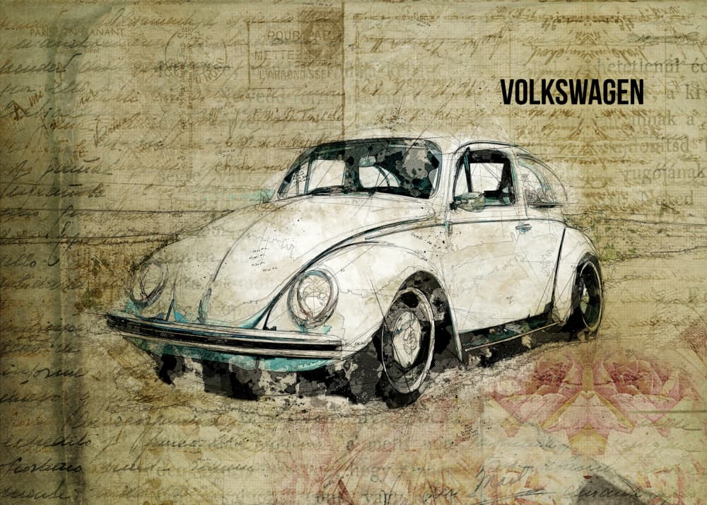 Vintage Beetle Sketch Art by Lembayung senja studio [Vintage Poster] — canvas wall art
