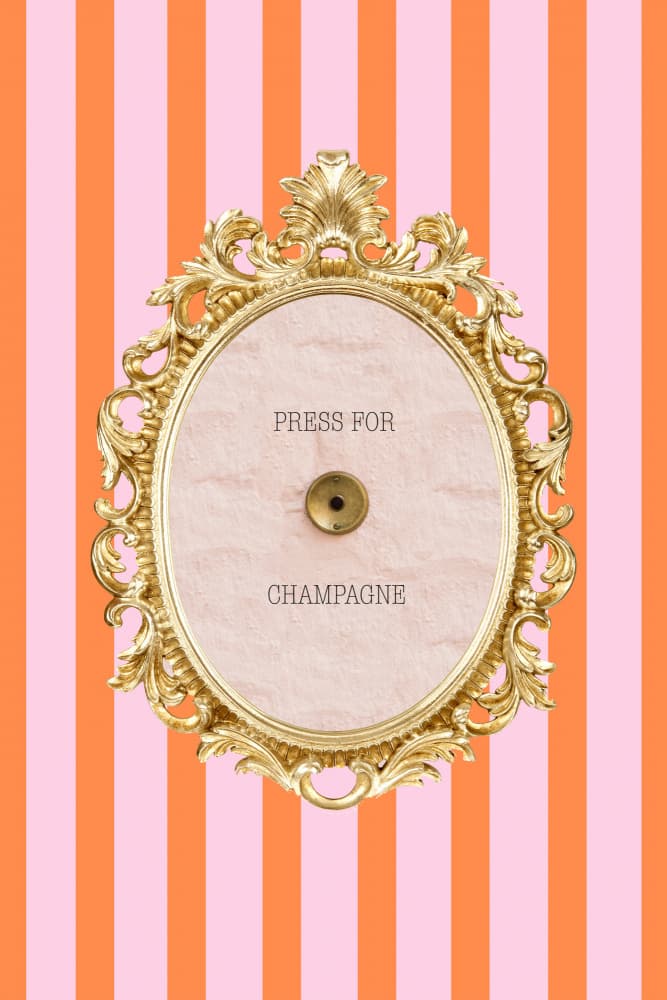 Press For Champagne Button by Talitha McQueen — canvas wall art