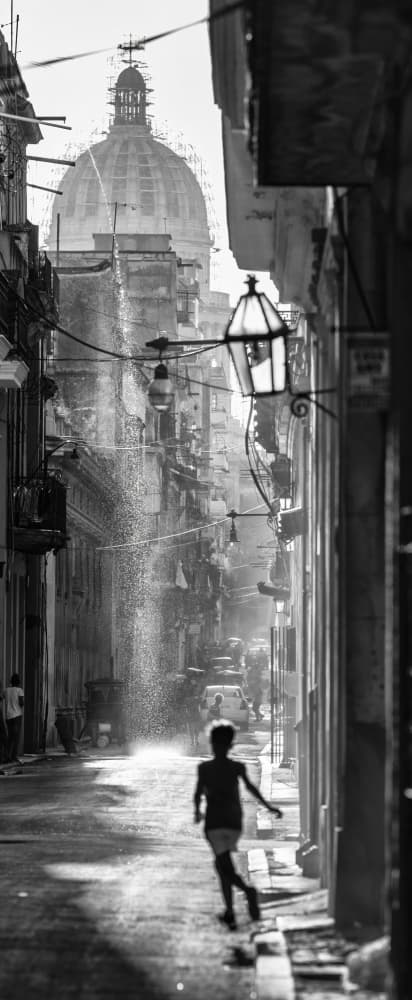 Child Running Old Havana by Dan Mărășescu — canvas wall art