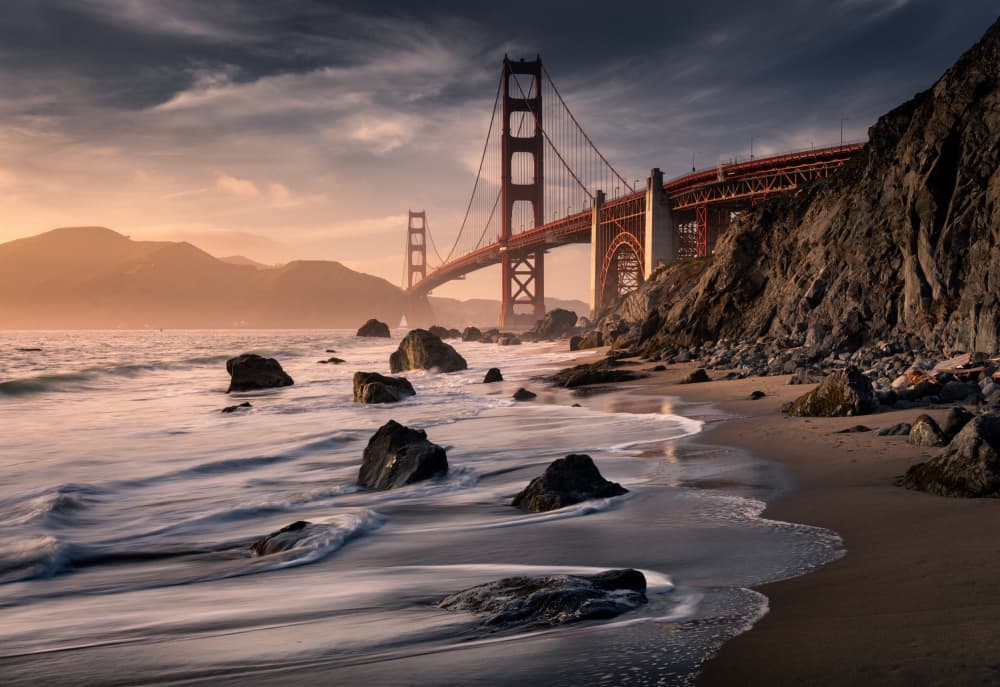 Golden Gate Coastal Sunset by Karol Nienartowicz — canvas wall art