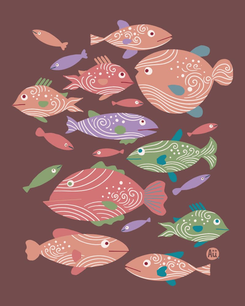 Colorful Schooling Fish by Aia Ueno — canvas wall art