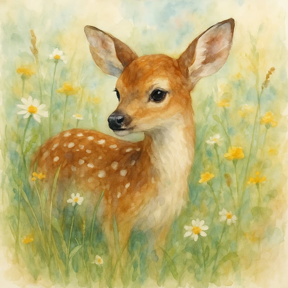 Spotted Fawn Meadow by Natalie Bruns — canvas wall art