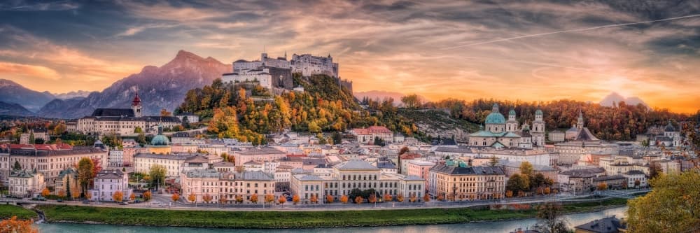 Salzburg Fortress Sunset by Stefan Mitterwallner — canvas wall art