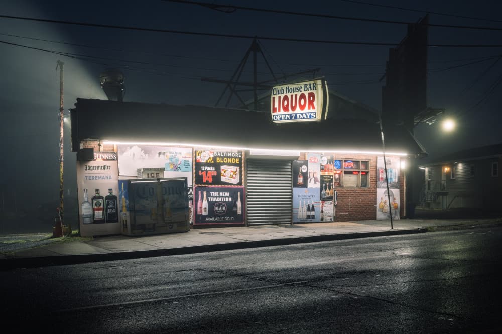 Foggy Night Liquor Store by Scott J. Pilla — canvas wall art