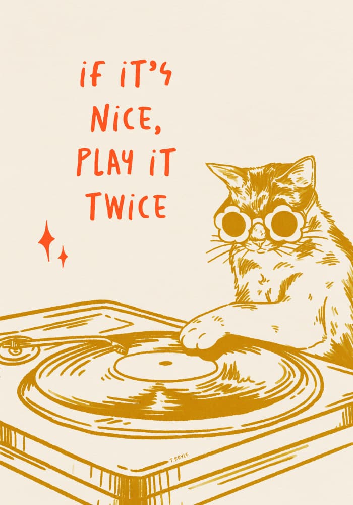 Groovy DJ Cat by Tara Royle — canvas wall art