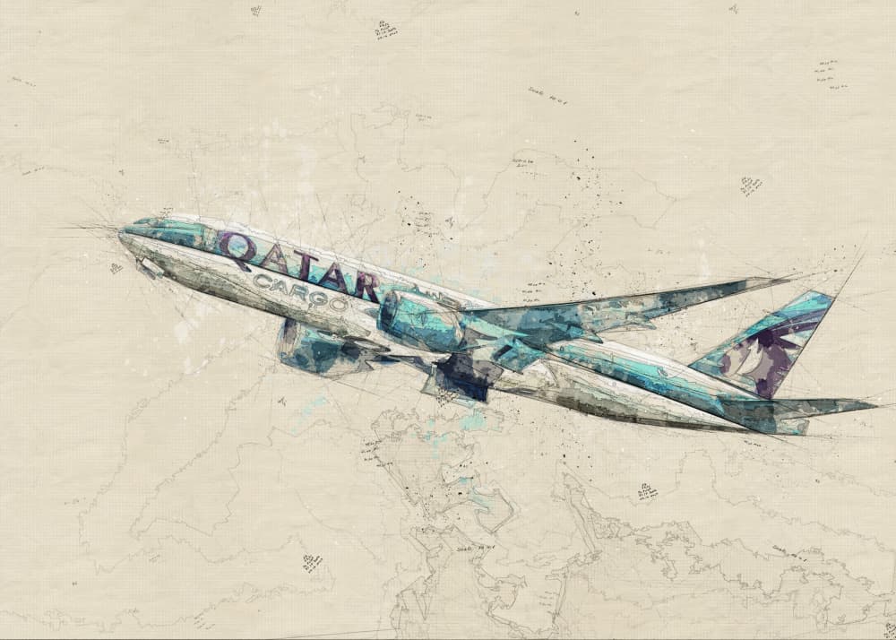 Dynamic Cargo Flight by Lembayung senja studio [Vintage Poster] — canvas wall art