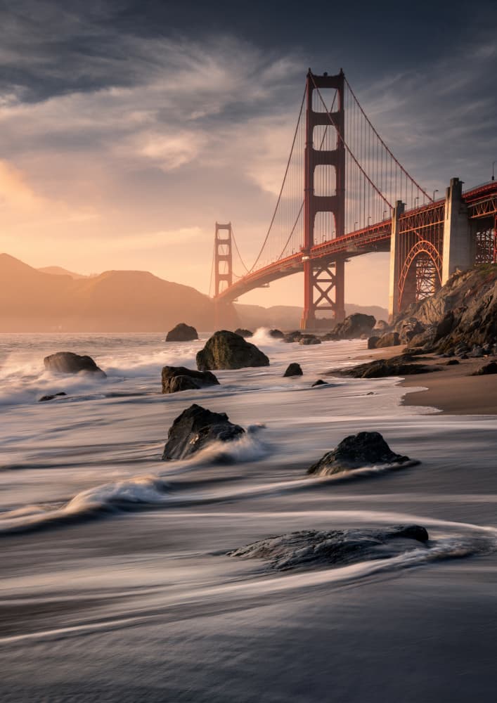 Golden Gate Coastal Glow by Karol Nienartowicz — canvas wall art