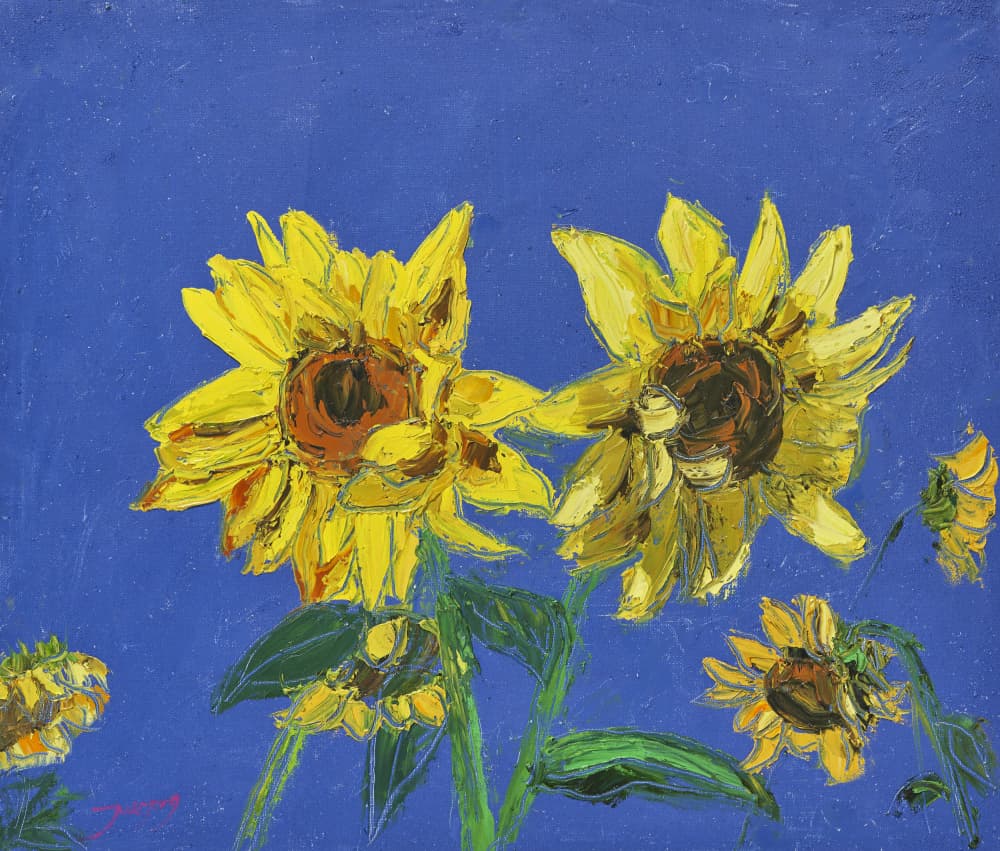 Vibrant Yellow Sunflowers by Jukyong Park — canvas wall art