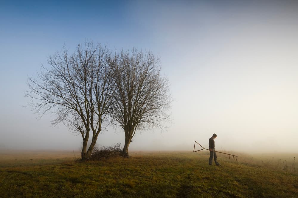 Man in Morning Fog by Leszek Paradowski — canvas wall art