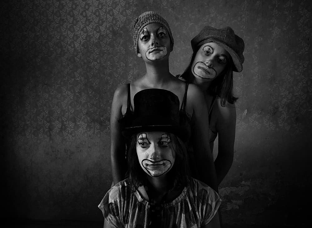 Pensive Clown Faces by mario grobenski - psychodaddy — canvas wall art