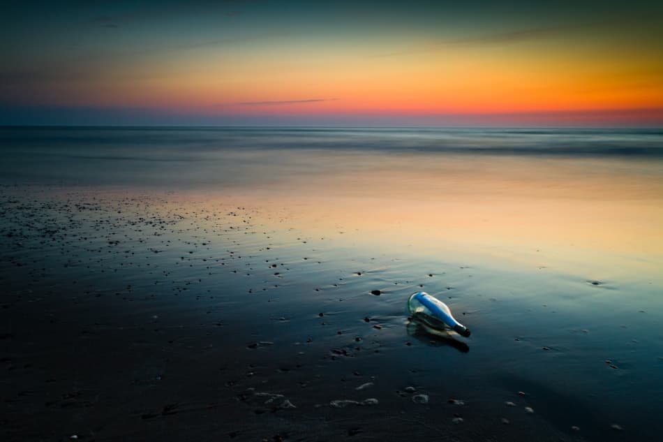 Sunset Message Bottle by Niels Christian Wulff — canvas wall art