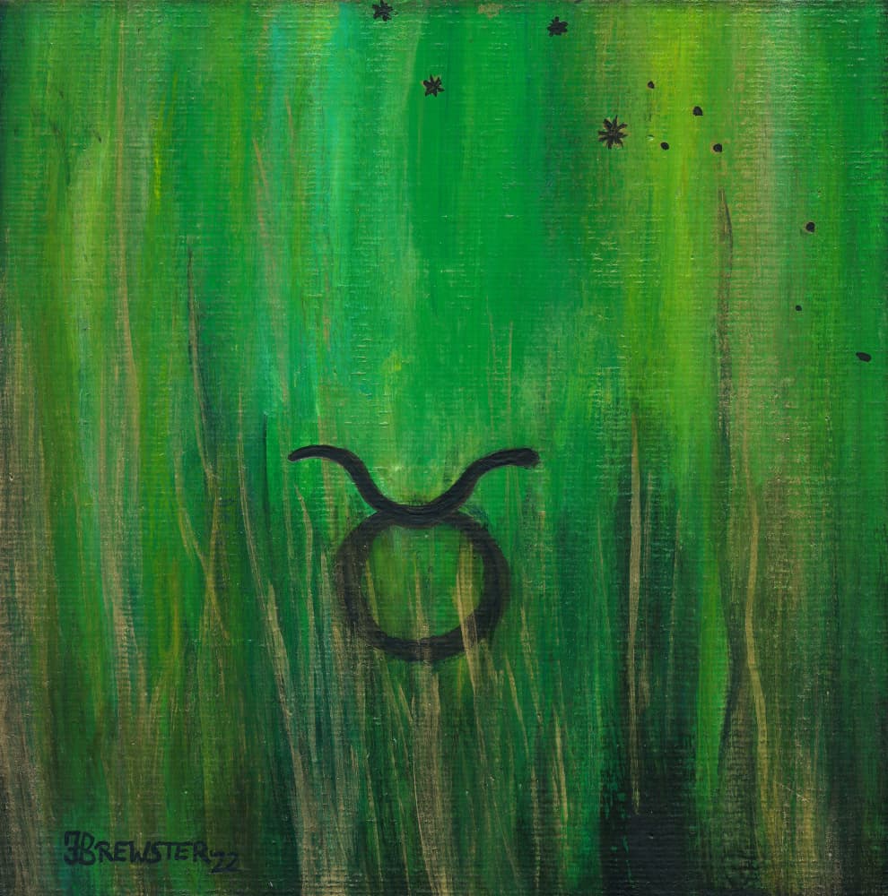Taurus Zodiac Green by Janine Brewster — canvas wall art