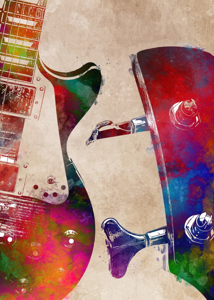 Vibrant Guitar Bass by Justyna Jaszke — canvas wall art