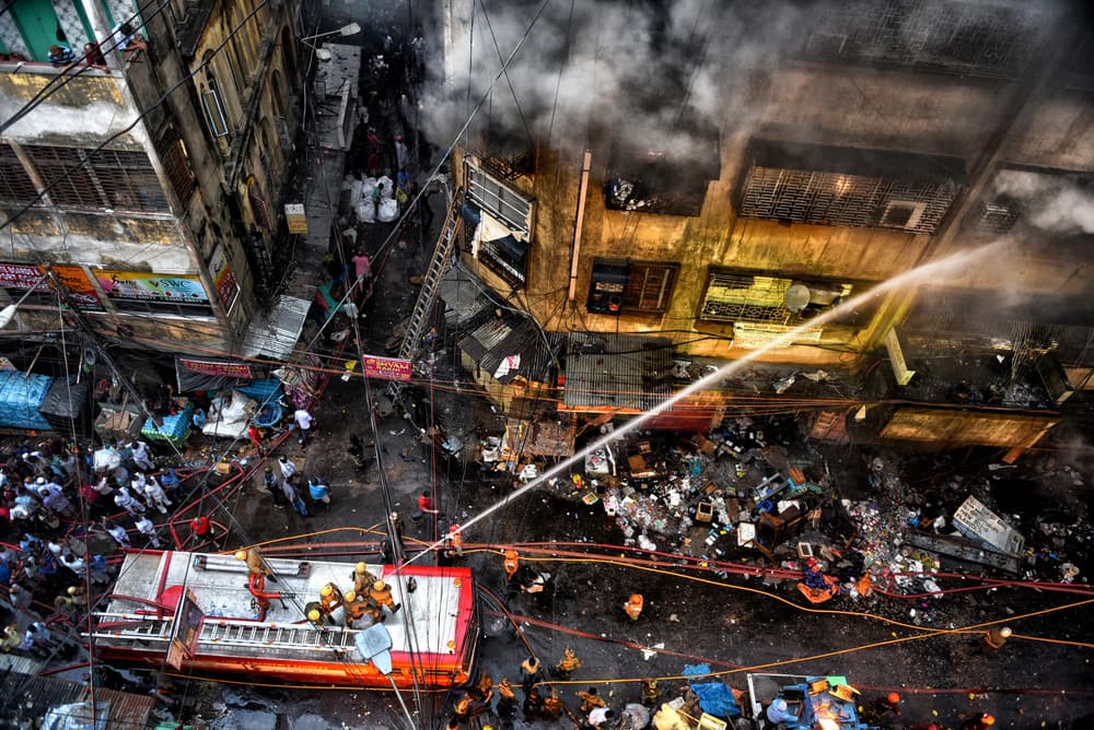 City Fire Emergency by Avishek Das — canvas wall art