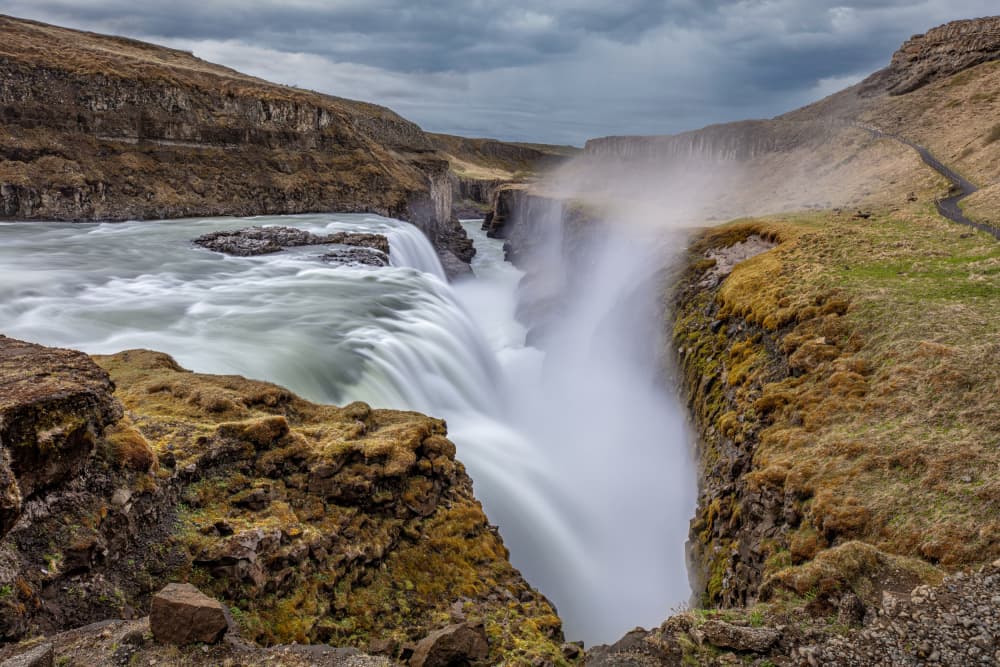 Gullfoss Golden Falls by Mark Strom — canvas wall art