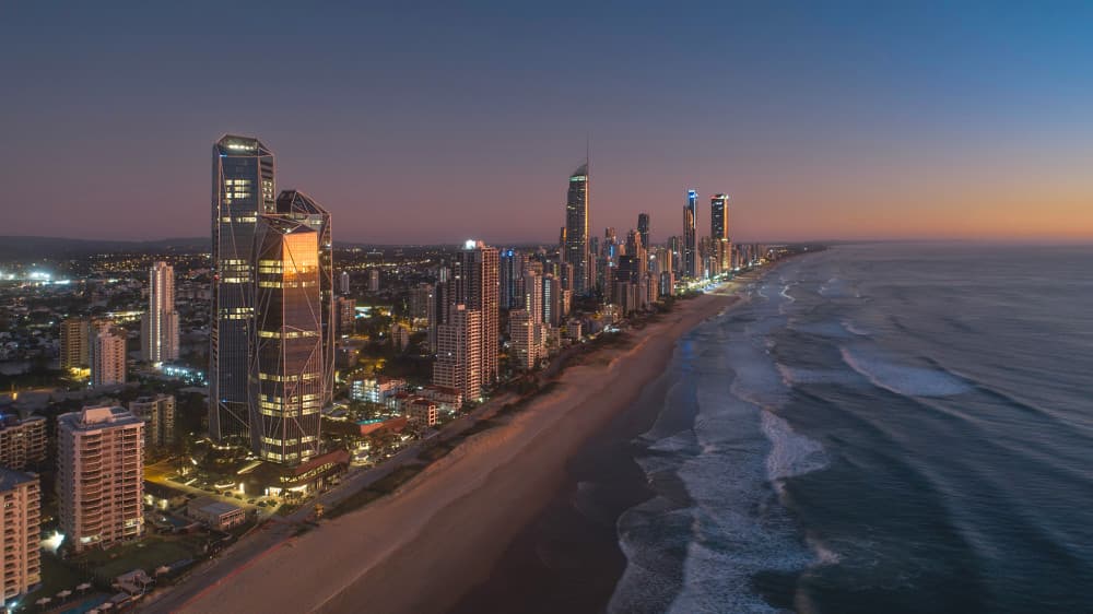 Coastal City Twilight by Emanuel Papamanolis — canvas wall art