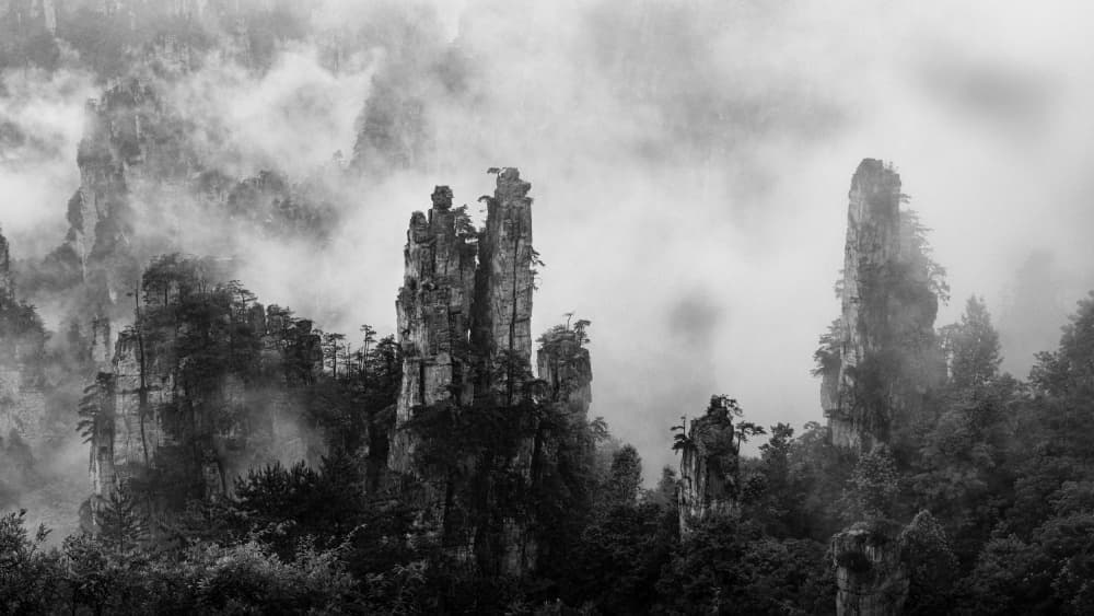 Misty Mountain Peaks by Dennis Zhang — canvas wall art