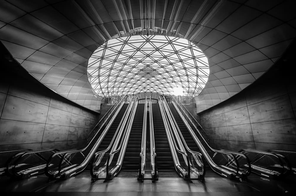 Modern Subway Escalators by Stefan Buder — canvas wall art