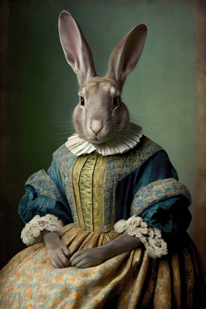 Regal Hare Portrait by Treechild — canvas wall art