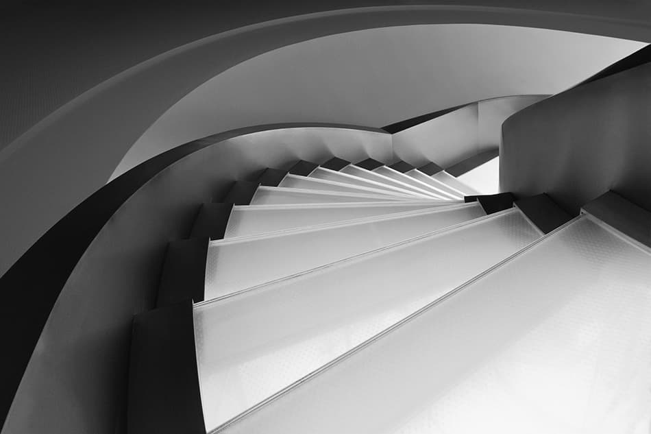 Monochrome Spiral Staircase by Filipe P Neto — canvas wall art