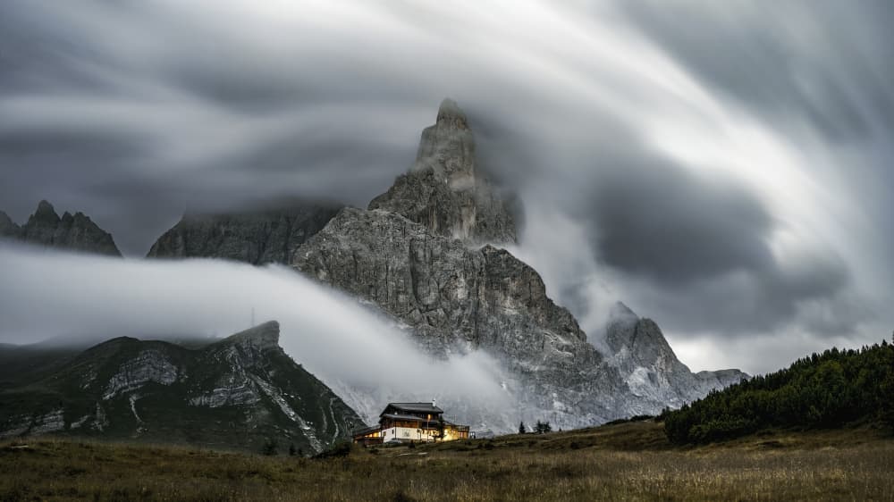 Moody Mountain Cabin by Gregor Kresal — canvas wall art